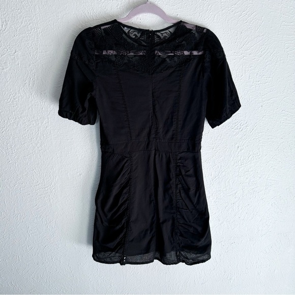 Zara Lace Mini Dress Puff Sleeves Black Sz Small Whimsigoth - Picture 4 of 6